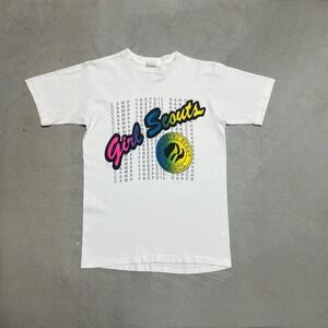 VTG Girl Scouts Single Stitch Neon Graphic T shirt Size S